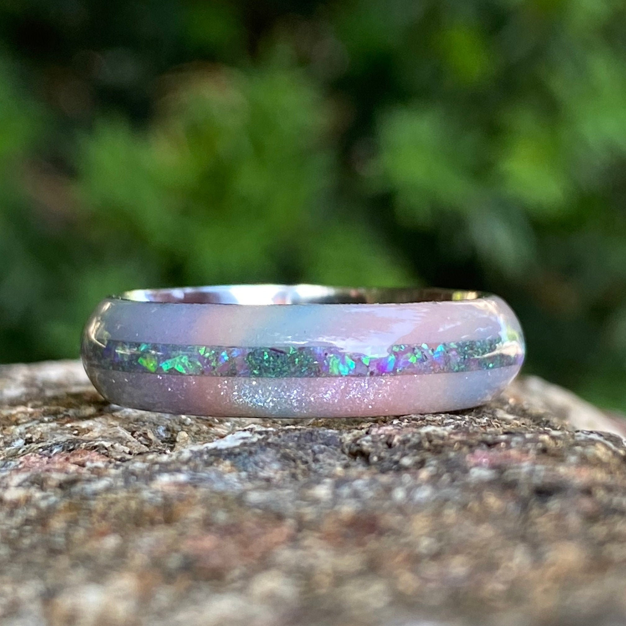 Unicorn DiamondCast Opal Wedding Band, Cobalt Ring, Handmade USA Comfort Fit