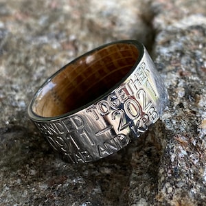 Personalized Duck Band With Whiskey Barrel Sleeve - USA Made Custom Wedding Bands & Rings