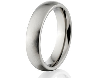 New 6mm Comfort Fit, Custom Titanium Ring USA Made Titanium Wedding Band : 6HR-B