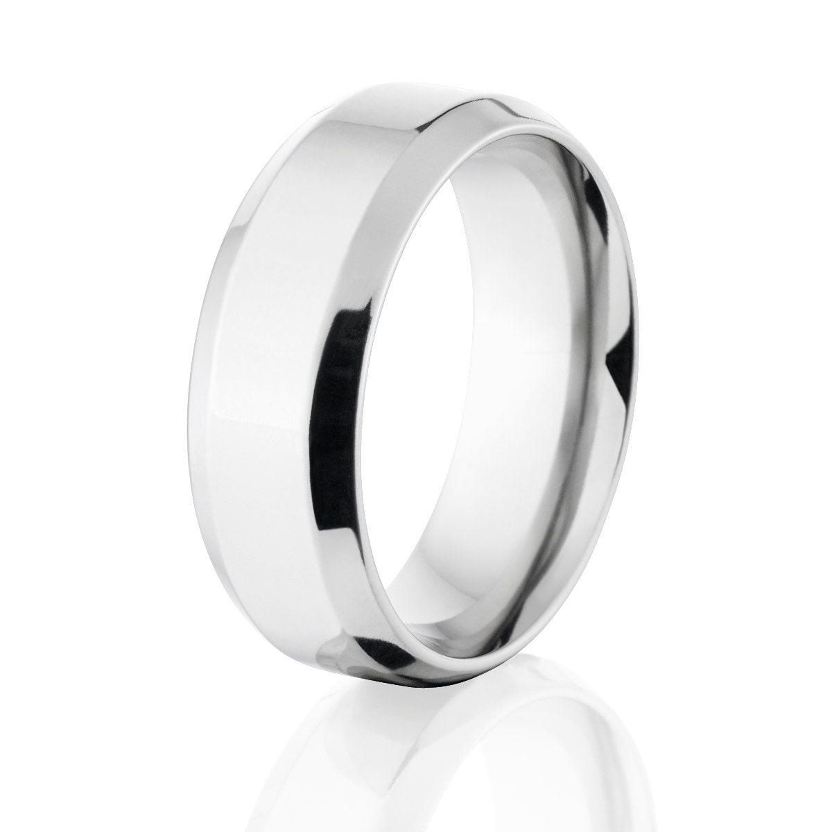 Beveled Cobalt Chrome Ring, 8mm Men’s Wedding Band, USA Made