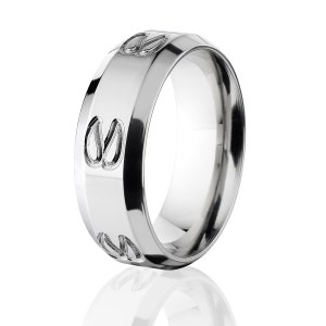 New 8mm Titanium Mountain Goat Track Ring Goat Track Hunting Tracks Titanium Animal Track Ring: 8B-MountainGoatTrack-O