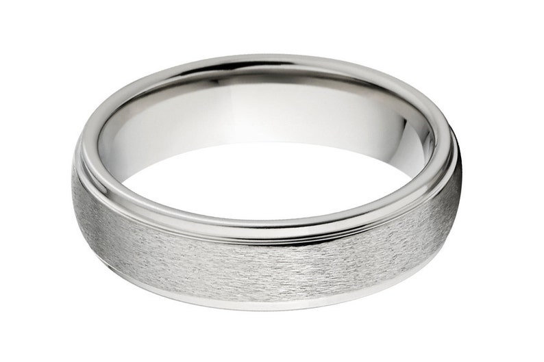 Titanium and Tension Set Matching Ring Set, His & Her's Ring Set: 6HRRC-ST, 6HRRC-B.25Tension-CZ image 2