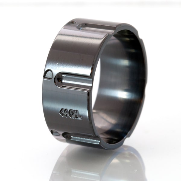 Black Zirconium .44 Caliber Gun Ring: Handmade Wedding Band