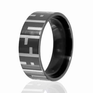 8mm USA Patriotic Ring, Black Zirconium Ring: BZ-8F-MS-Continuous