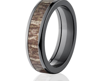 Nuevo anillo de 6 mm redondeado de la marca Mossy Oak -Bottomland, circonita negra, patrón Bottom Land: 6HR-MO-Bottomland