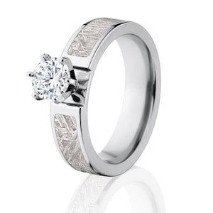 Meteorite Engagement Rings with 14k Prong Setting and a Premium Comfort Fit - COB-Meteorite-Ring-6F14G1RndPr