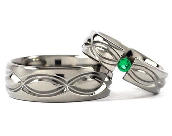 New Infinity His and Hers Tension Set Titanium Wedding Rings