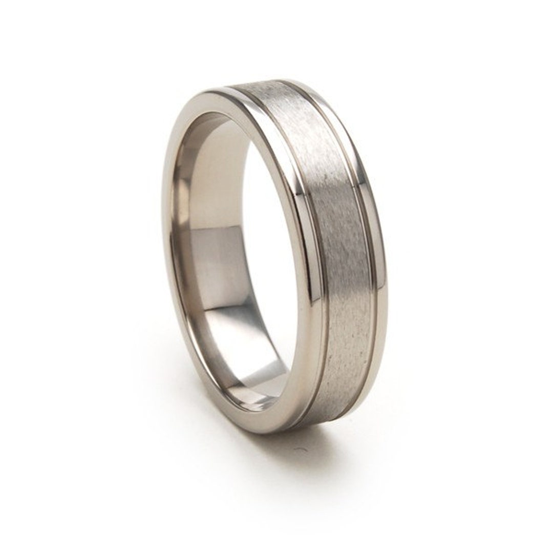TTstyle 6mm Stainless Steel Comfort Fit Band Ring – Two-Tone Blue, Unisex, Nickel-Free, Sizes 6-13