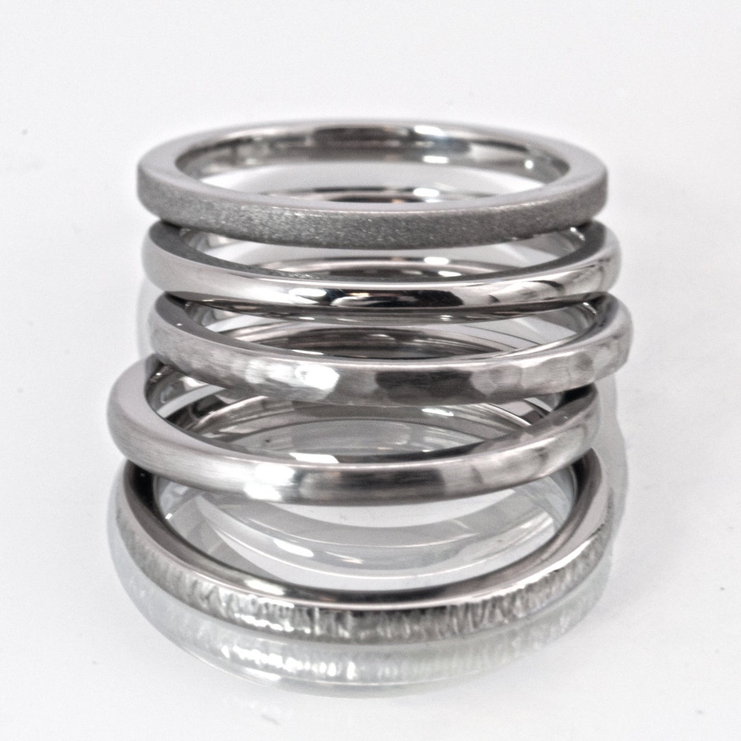 Stack Rings Titanium Custom Made Titanium Stackable Rings: 2mm Band Set - Etsy
