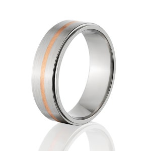 Copper Ring Titanium Wedding Ring Copper Inlay Ring Titanium Wedding Band Titanium Wedding Ring Copper Jewelry Wedding Ring :7RRC-11G-B