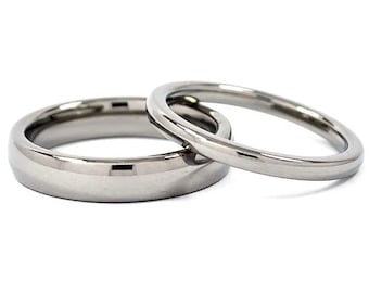 Matching Titanium His and Hers Ring Set, Titanium promise rings, bands: 4HRP.2HRP