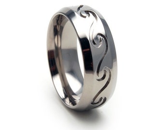 New 8mm Milled WAVES Titanium Ring, Sizing Band 4-17: 8B-WAVES