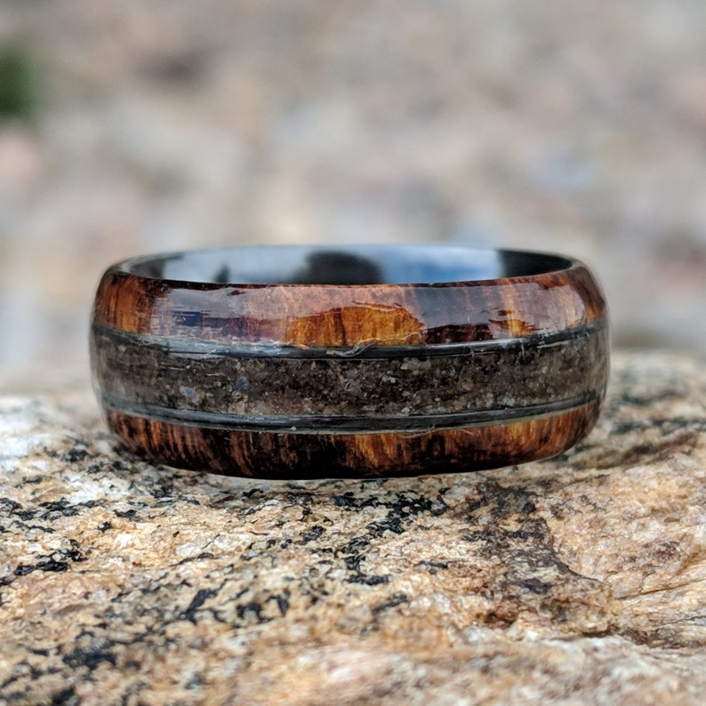 7mm Dinosaur Bone and Arizona Ironwood Ring Custom Made image 0