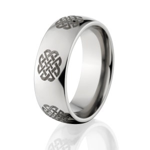 Custom Lasered Celtic Ring Made In Titanium USA Crafted Titanium Ring: 8F-C6P/IL