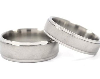 Titanium Rings For Him And Her, Matching Wedding Rings, Titanium Bands: 8RC-BR.5RC-BR