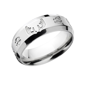 8mm Wide Deer Track and Antler Rings, Titanium Rings, Animal Track Rings, Big Rack - 8B-SingleRack-n-Track
