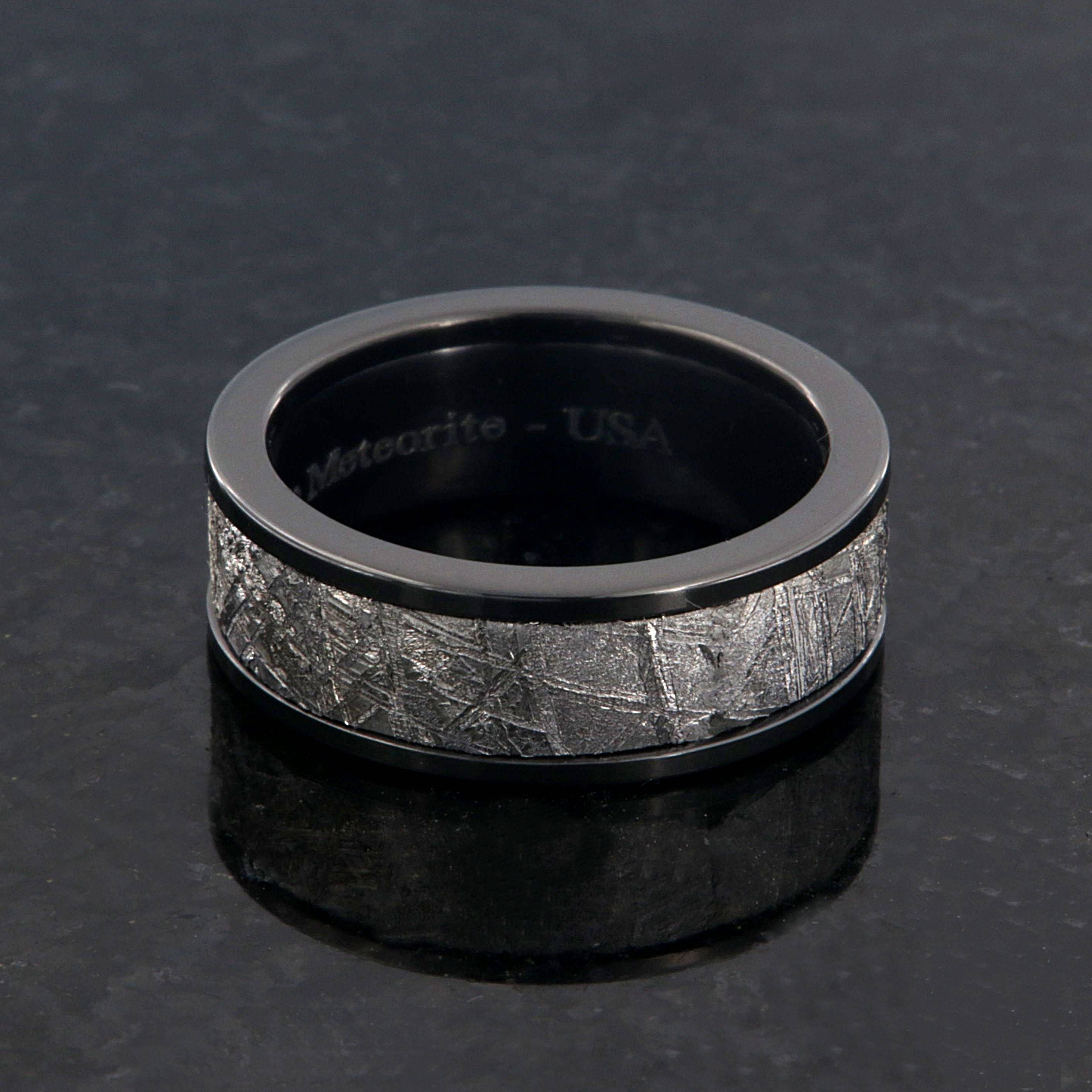 7mm Black Zirconium Gibeon Meteorite Ring