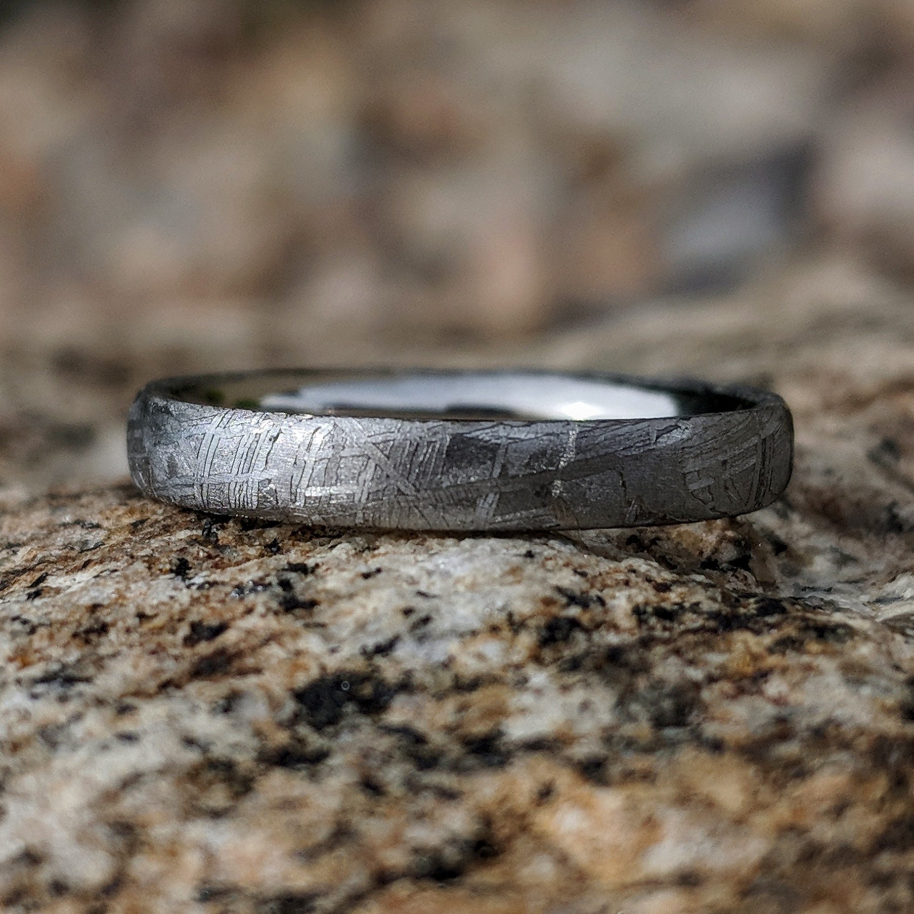Matching Meteorite Ring Set USA Made Custom Artisan Wedding | Etsy