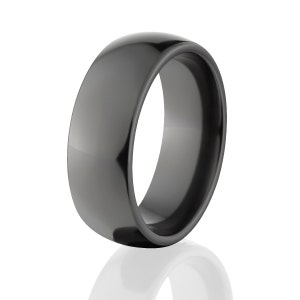 Strong Wedding Rings, Black Wedding Bands, Premium Black Zirconium Ring: BZ-8HR-P image 1