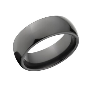 Strong Wedding Rings, Black Wedding Bands, Premium Black Zirconium Ring: BZ-8HR-P image 2