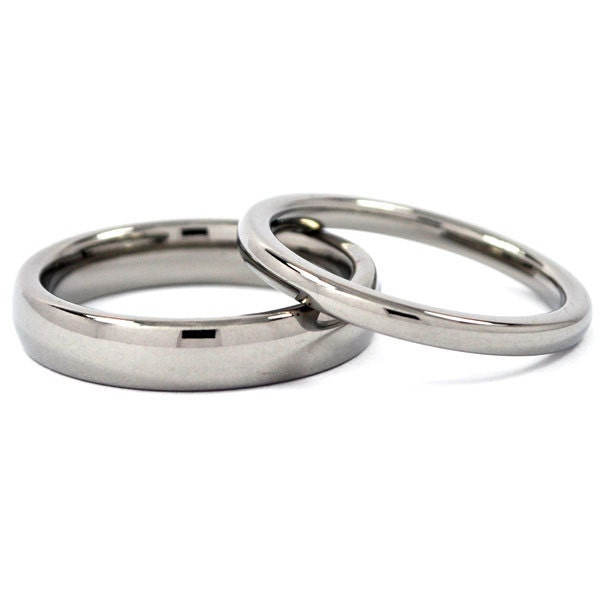 Matching Titanium His and Hers Ring Set, Titanium promise rings, bands: 4HRP.2HRP