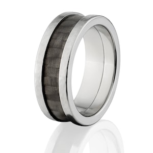 8mm Carbon Fiber Ring w/ Hammered Finish, Carbon Fiber Wedding bands, Carbon Fiber Rings, USA made: Carbon Fiber Ring 8F Ti HB