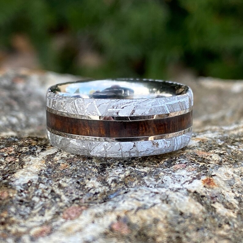 Gibeon Meteorite Wedding Band Custom Mens Rings 9mm Wide