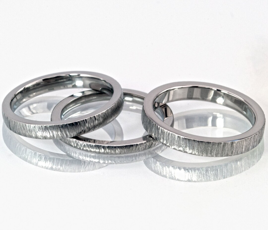 Stack Rings Titanium Custom Made Stackable Rings, Titanium Rings, Tree Bark Finish: 2HR-3HR ...