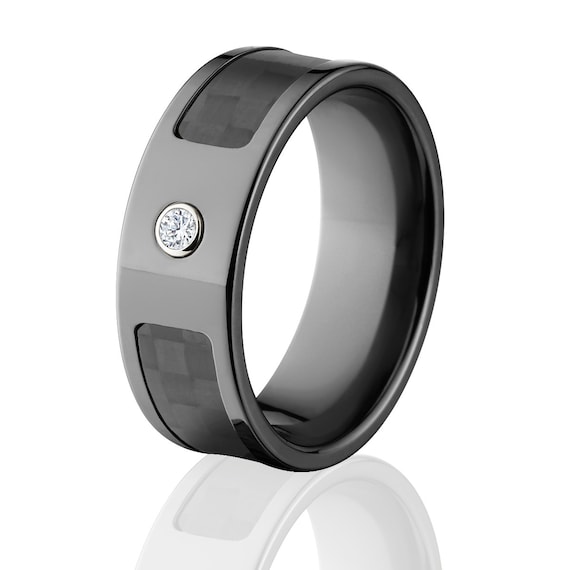 Carbon fiber ring with diamond sale