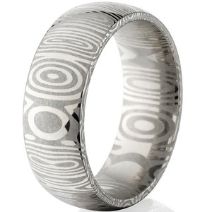 New 8mm Wide Damascus Steel Ring - DS-8HR