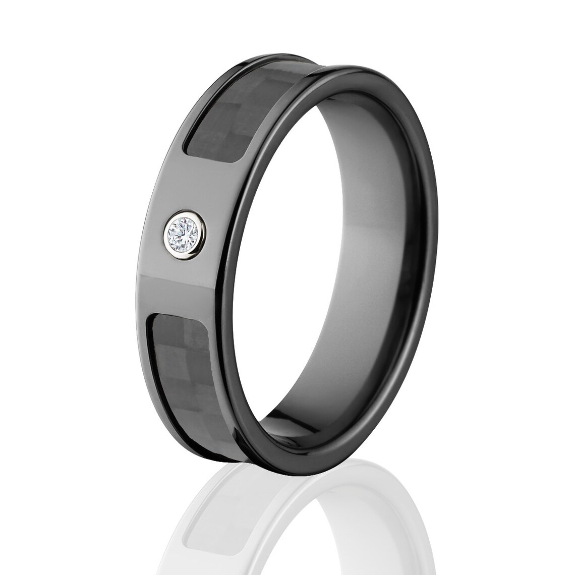 Carbon Fiber Rings Diamond Carbon Fiber Wedding Rings Sku Etsy
