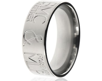 Personalized 8mm Wide Titanium Duck Band, Duck Band Wedding Rings