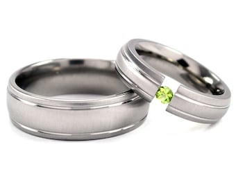 Matching 7 mm and 5 mm Titanium Rings Made in the USA: 7hr2g-xb.5hr2g-xb-tens-u.pic