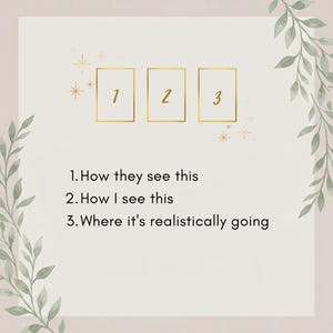 Puede incluir: Un gr&aacute;fico de color beige claro con tres rect&aacute;ngulos de contorno dorado etiquetados como 1, 2 y 3, decorado con peque&ntilde;os iconos de estrellas doradas e ilustraciones de hojas verdes. El texto dice: 1. How they see this, 2. How I see this, 3. Where it's realistically going.