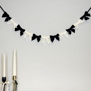 Velvet Bow Garland Party Decor , Bridal Decor , Baby Shower Wall Decor, Decor for Nursery Girl Room, Valentine&#39;s Decor