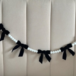 Blue Bow Garland , Velvet Bow Garland, Bridal Shower Decor , Baby Shower, Wall Decor, Decor for Nursery ,Baby Girl