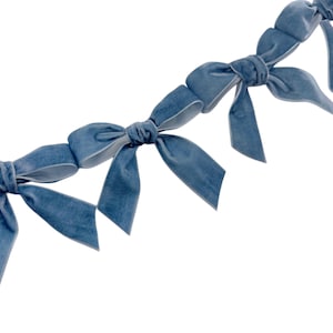 Blue Bow Garland , Velvet Bow Garland, Bridal Shower Decor , Baby Shower, Wall Decor, Decor for Nursery ,Baby Girl