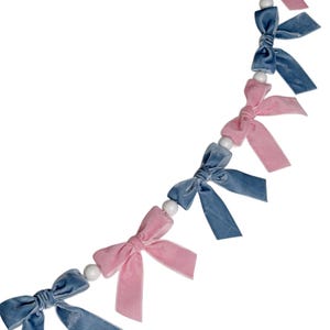 Gender Party, Blue Bow Garland , Velvet Bow Garland, Baby Shower Decor , Baby Shower, Wall Decor, Decor for Nursery ,Baby Girl