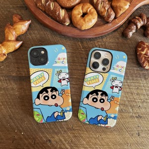 Custodia per telefono Crayon Shin-Chan per iPhone 16 Pro Max, iPhone 15, iPhone 14 Pro Max, iPhone 13, custodia protettiva per iPhone 12 e 11 Xr