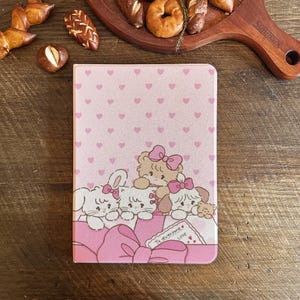 Cartoon Bow Cat Bunny iPad Case with Apple Pencil Holder Cover for Air/Pro/Mini Case 11 12.9 13 Inch 2024 M2 M4 Protective iPad Sleeve