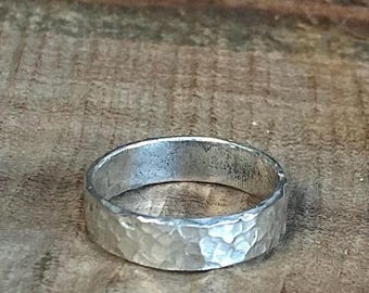 Hand-forged silver ring