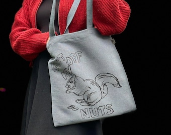 Squirrel | Hemp tote bag | Get off my nuts