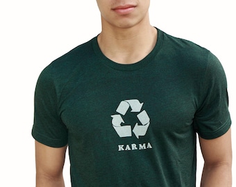 Karma | Soft Lightweight T Shirt | Recycle symbol | Crew & Vneck | Gift for him and her | Yoga | Zen.