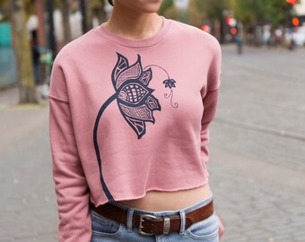 Lotus Flower | Cropped soft fleece sweater | Yoga | Women's jumper | Zen