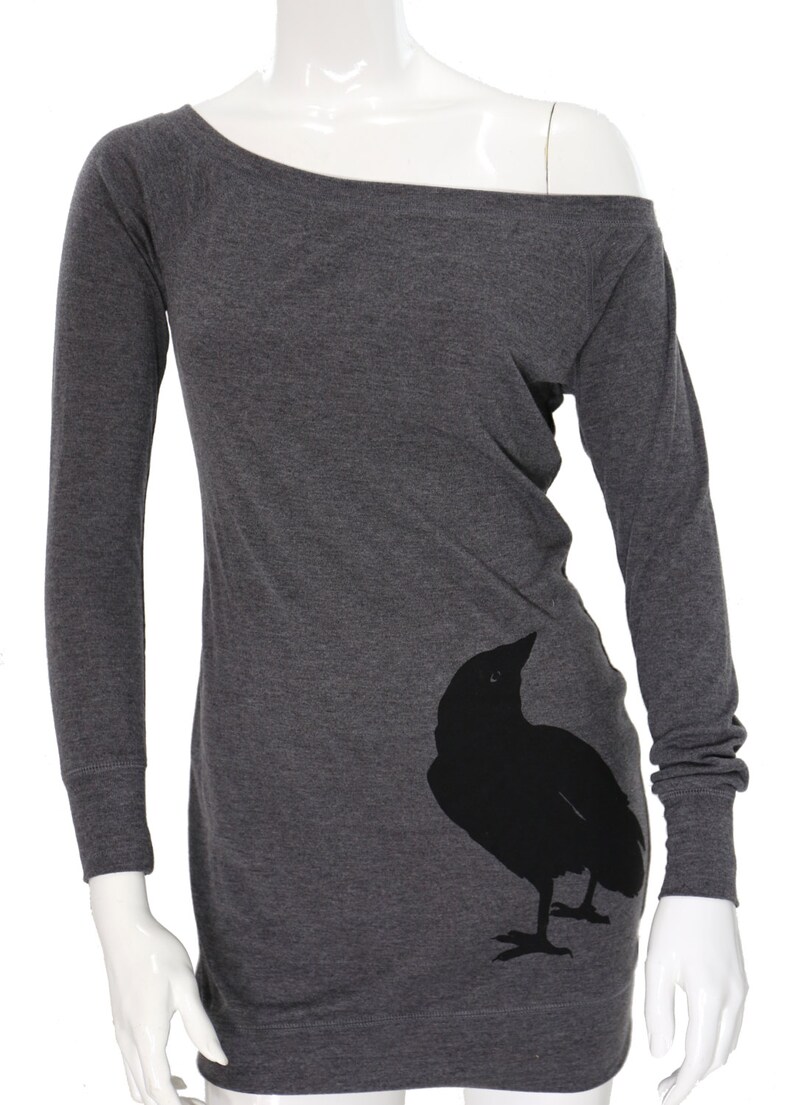 Tunic Sweater dress Crow off shoulder cocktail dress Raven bird