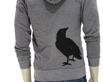 Crow bird | Soft Full Zip Fleece Hoodie | Unisex | Raven