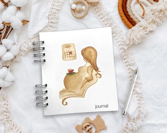 Blank Pregnancy Journal, Pregnancy Scrapbook, Baby Keepsake, or Pregnancy Announcement Gift, with Sketch Art - 'Counting Days', 240p.