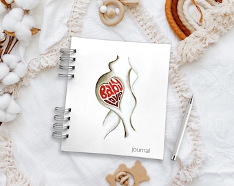 Blank Pregnancy Journal, Pregnancy Scrapbook, Baby Keepsake. Pregnancy Announcement Gift, with Sketch Art - 'Baby Love', 240p.
