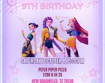 Anime Birthday Invitation Template: Editable Kids Party Card