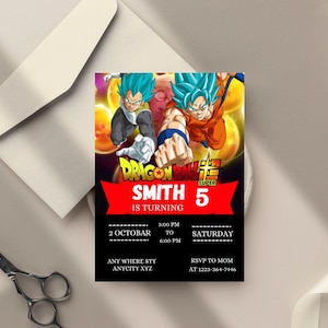 Editable Anime Birthday Invitation | Super Fighter Party Invite for Boys | Digital Download | Canva Template for Phone or Print